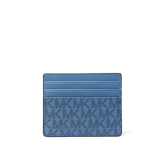 New Michael Kors Cooper Tall Сard Сase PVC with Leather Denim Multi - Picture 2 of 2